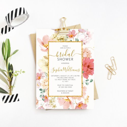 Wildflowers Gentle Floral Bridal Shower Invitation