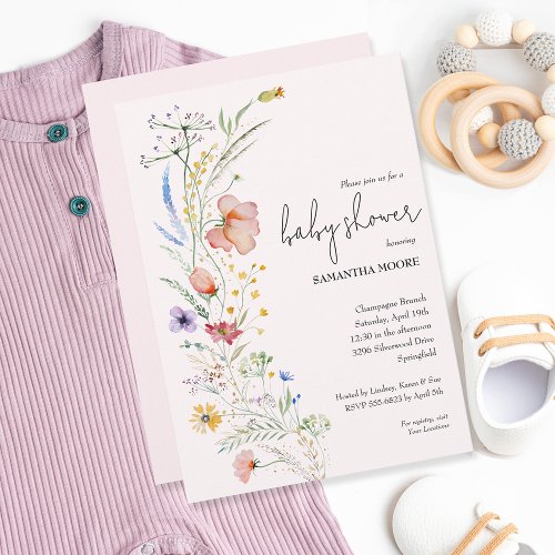 Wildflowers Girl Baby Shower Invitation