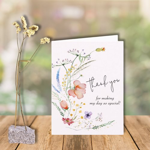 Wildflowers Girl Baby Shower Thank You Card
