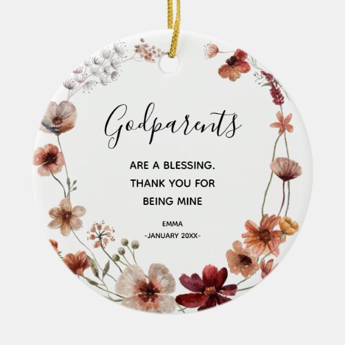 Wildflowers Godparents Christmas Ornament