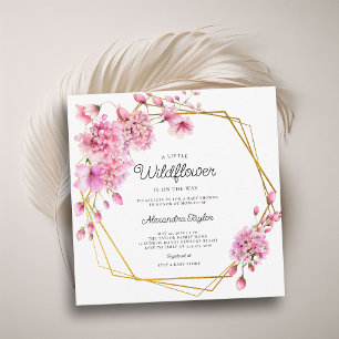 Wildflowers Gold Geometric Spring Baby Girl Shower Invitation