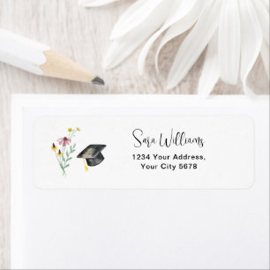 Wildflowers Graduation Party Happy Hat Address Label