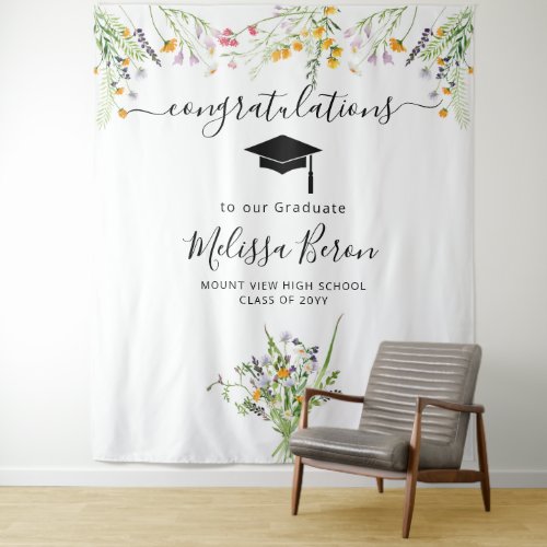 Wildflowers Graduation Photo Backdrop Photo booth