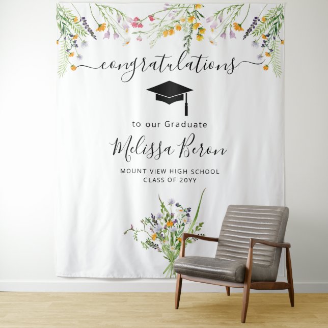 Wildflowers Graduation Photo Backdrop Photo booth (In Situ)