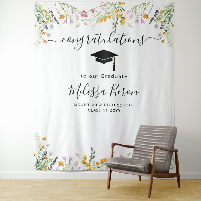 Wildflowers Graduation Photo Backdrop Photo booth (In Situ)
