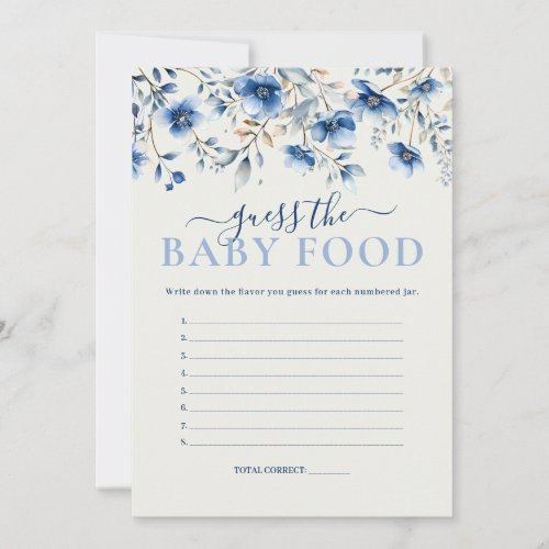 Wildflowers Guess Baby Food Baby Shower Game Card