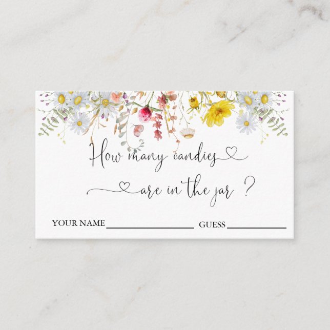 Wildflowers Guess How Many Candies Enclosure Card (Front)