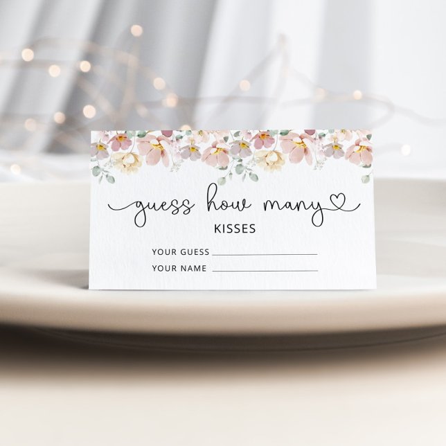 Wildflowers guess how many kisses bridal game enclosure card (Creator Uploaded)
