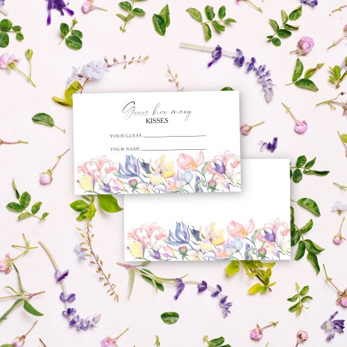Wildflowers _ guess how many kisses bridal game enclosure card