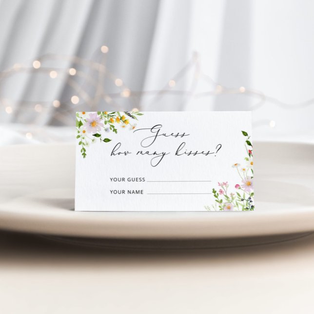 Wildflowers guess how many kisses bridal game enclosure card (Creator Uploaded)