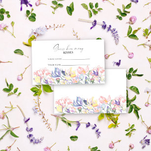 Wildflowers - guess how many kisses bridal game enclosure card
