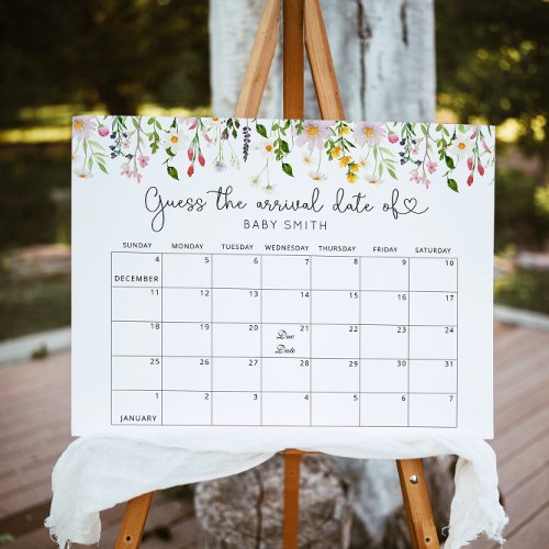 Wildflowers Guess the due Date calendar Poster