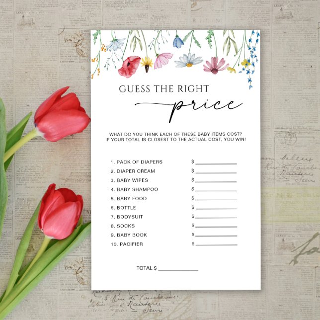 Wildflowers Guess The Price Baby Shower Game (Creator Uploaded)