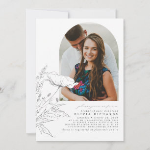 Wildflowers Hand-drawn Elegant Bridal Shower Photo Invitation