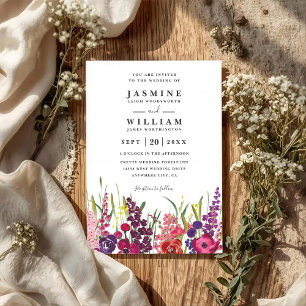 Wildflowers Hand Painted Floral QR Code Wedding Invitation