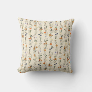 Wildflowers Handdrawn Throw Pillow