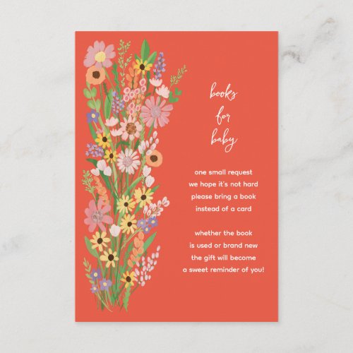 Wildflowers Handpainted Custom Baby Shower  Enclosure Card