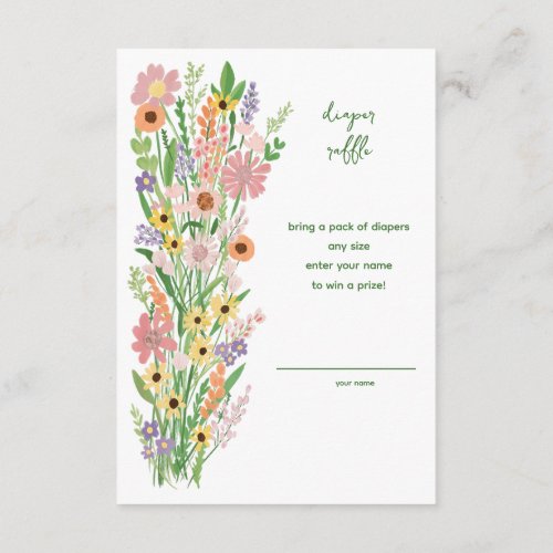 Wildflowers Handpainted Custom Baby Shower  Enclosure Card