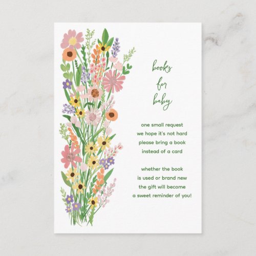 Wildflowers Handpainted Custom Baby Shower  Enclosure Card