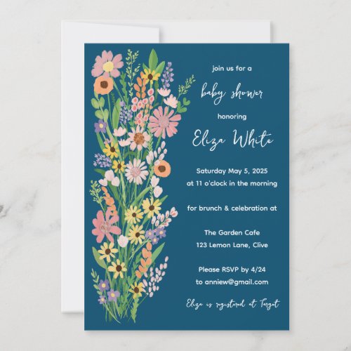 Wildflowers Handpainted Custom Baby Shower  Invitation