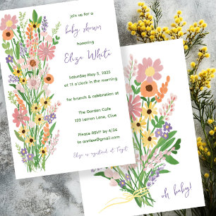 Wildflowers Handpainted Custom Baby Shower  Invitation