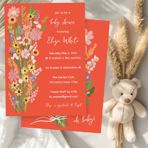 Wildflowers Handpainted Custom Baby Shower Invitation