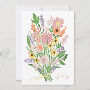 Wildflowers Handpainted Custom Baby Shower Invitation