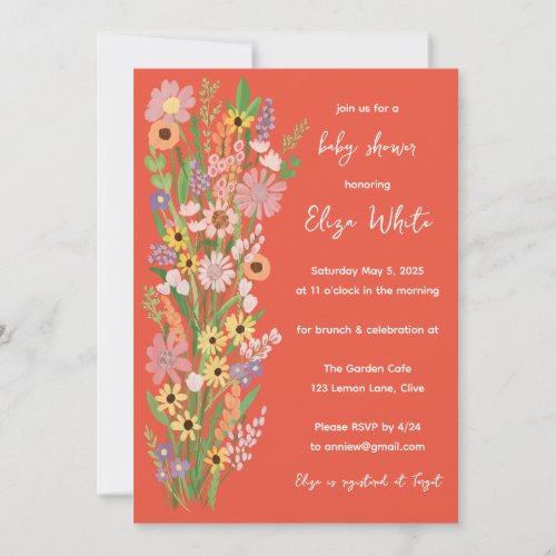 Wildflowers Handpainted Custom Baby Shower  Invitation