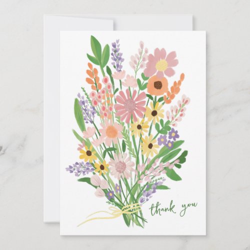 Wildflowers Handpainted Custom Baby Shower  Thank You Card