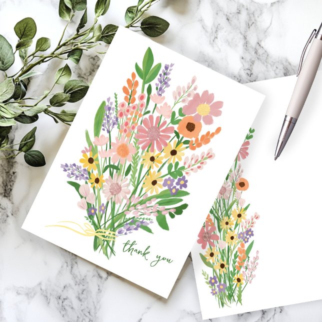 Wildflowers Handpainted Custom Baby Shower  Thank You Card (Wildflowers Handpainted Custom Baby Shower Thank You Note Card
)