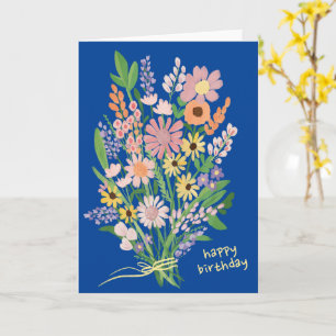 Wildflowers Handpainted Gouache Happy Birthday Card