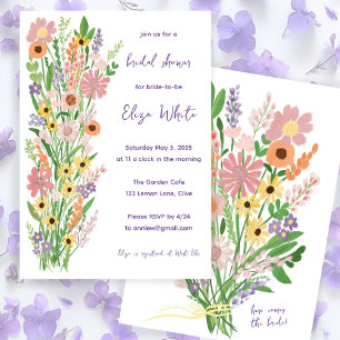 Wildflowers Handpainted Sweet Custom Bridal Shower Invitation