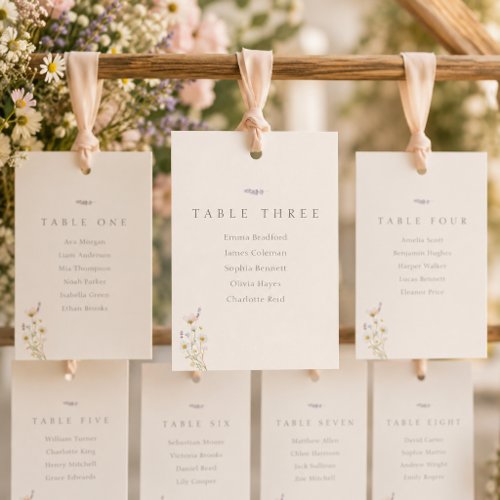 Wildflowers Hanging Wedding Escort Seating Cards
