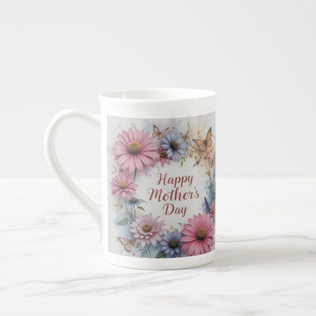 Wildflowers Happy Mother's Day Bone China Mug (Left)