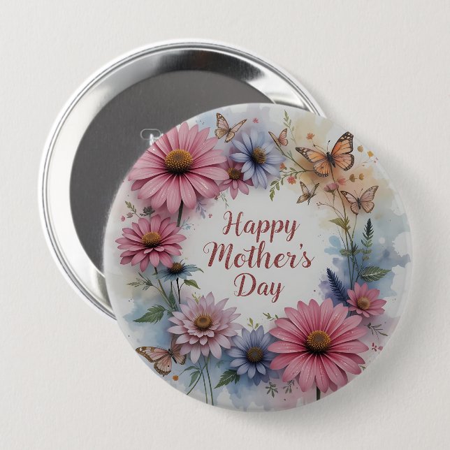 WildFlowers Happy Mother's Day Button (Front & Back)