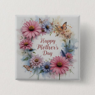 WildFlowers Happy Mother's Day Button