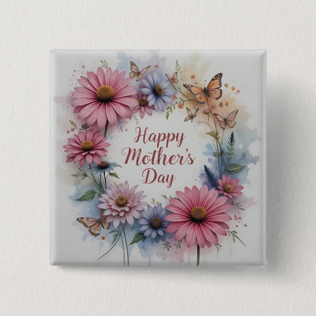 WildFlowers Happy Mother's Day Button (Front)