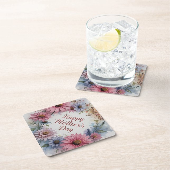 Wildflowers Happy Mother's Day Paper Coaster (Insitu)