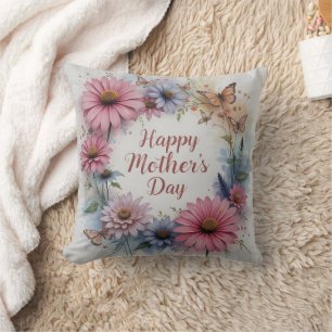 Wildflowers Happy Mother's Day Throw Pillow