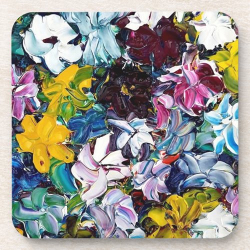 Wildflowers Hard Plastic coasters with cork back 