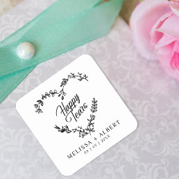 Wildflowers Heart Happy Tears Wedding Quote Square Sticker