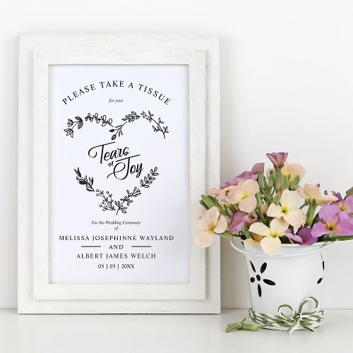 Wildflowers Heart Tears of Joy Wedding Quote Poster