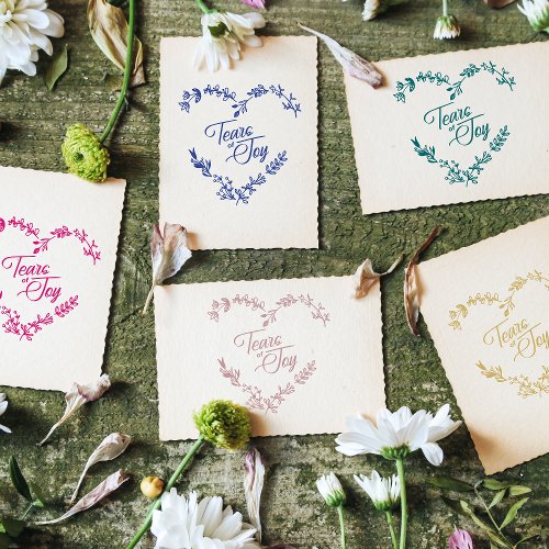 Wildflowers Heart Tears of Joy Wedding Quote Rubber Stamp