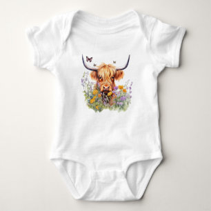 Wildflowers Highland Cow Onies Baby Bodysuit