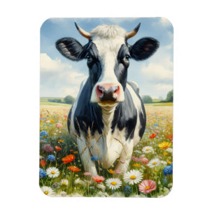 Wildflowers Holstein Dairy Cow Flexible Magnet