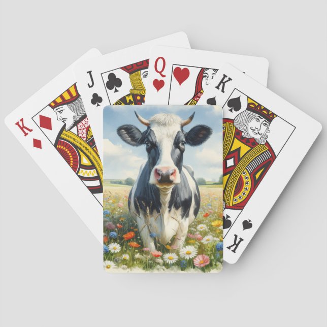 Wildflowers Holstein Dairy Cow Poker Cards (Back)