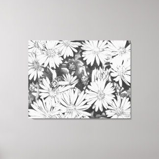 Wildflowers Honeybees Art Print Canvas Large