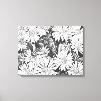 Wildflowers Honeybees Art Print Canvas Small