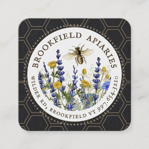 Wildflowers Honeycomb  Bee Apiary Kraft Honey     Square Business Card