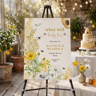 Wildflowers Honeycomb Bee Gender Reveal Welcome Foam Board